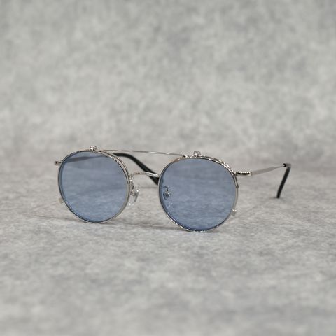 FLIP UP TYPE CIRCLE METAL GLASSES ＜EXCLUSIVE＞ (SILVER / BLUE)｜フリップアップタイプ サークルメタル サングラス｜CL-26SS001G EX