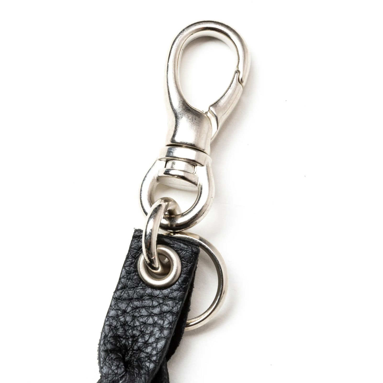 STUDS & KNITTING LEATHER SHORT KEY RING ＜TYPE A＞ (BLACK) / スタッズレザー 編み込みレザー ショートタイプ キーリング キーホルダー