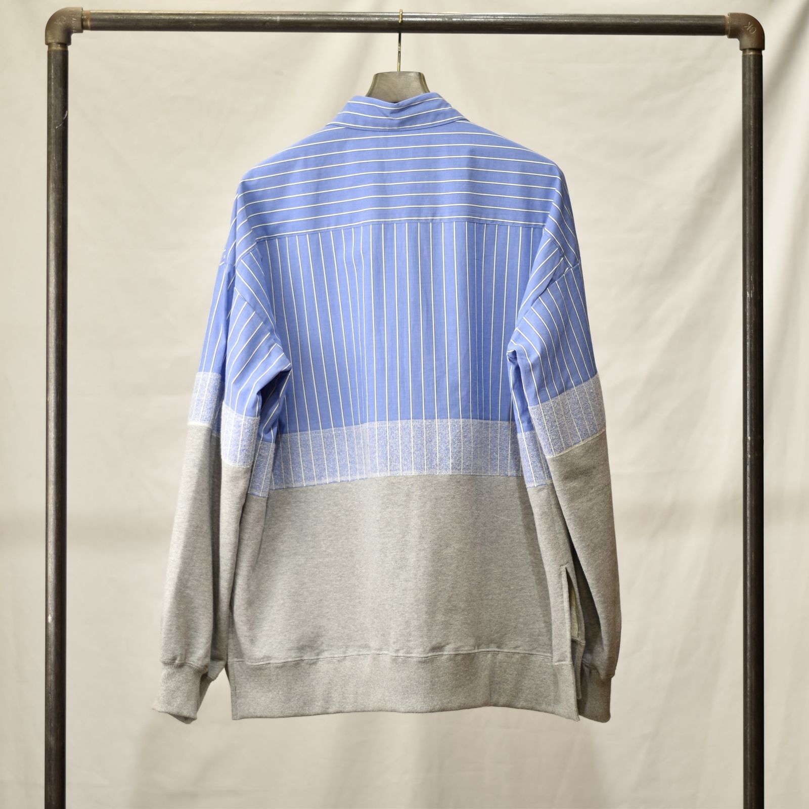 ニードルパンチ 切り替えシャツ / LB23SS-SH01-NDP (BLUE STRIPE×GRAY)