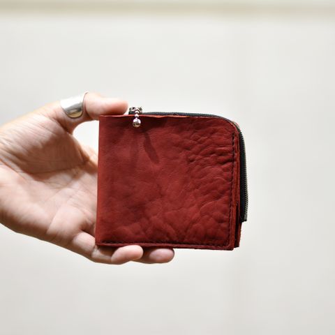 ダブルショルダー製品染め 二つ折りウォレット （RED）