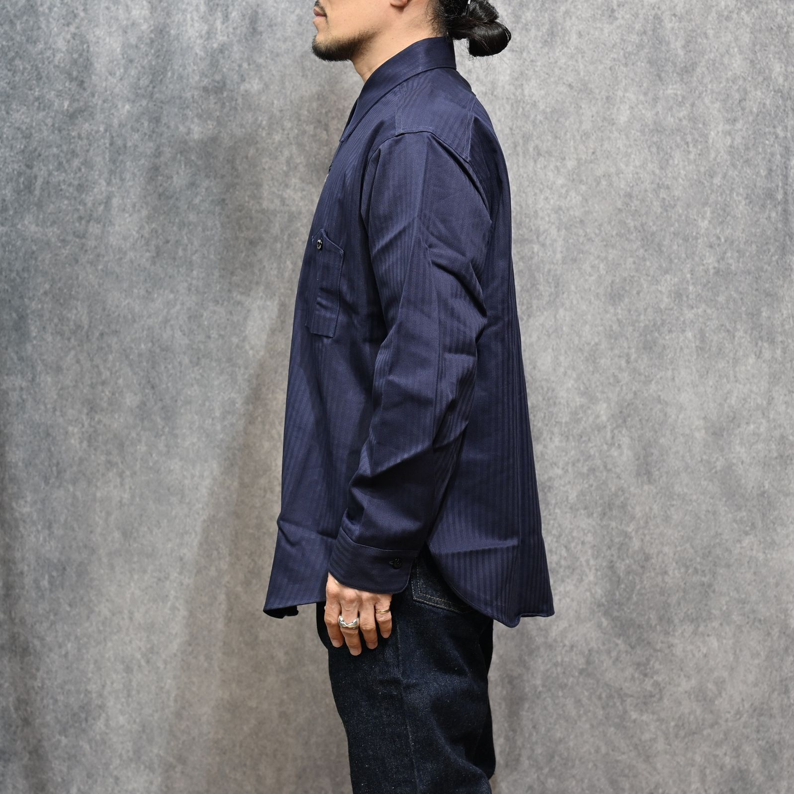 Y1944 HBT SHIRT （NAVY）｜ヘリンボーンシャツ （ネイビー）