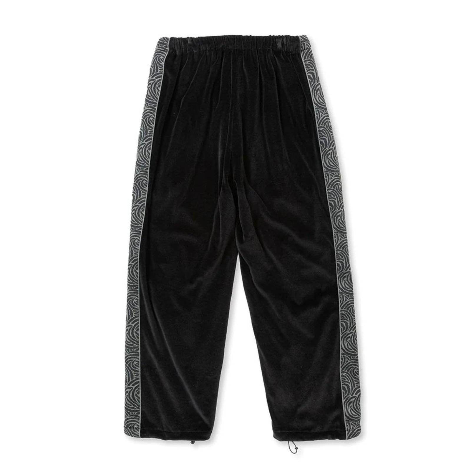 VELOUR TRACK PANTS ＜SPIRAL JACQUARD PATTERN＞ (BLACK) / ベロア トラックパンツ ＜スパイラル ジャガードパターン＞