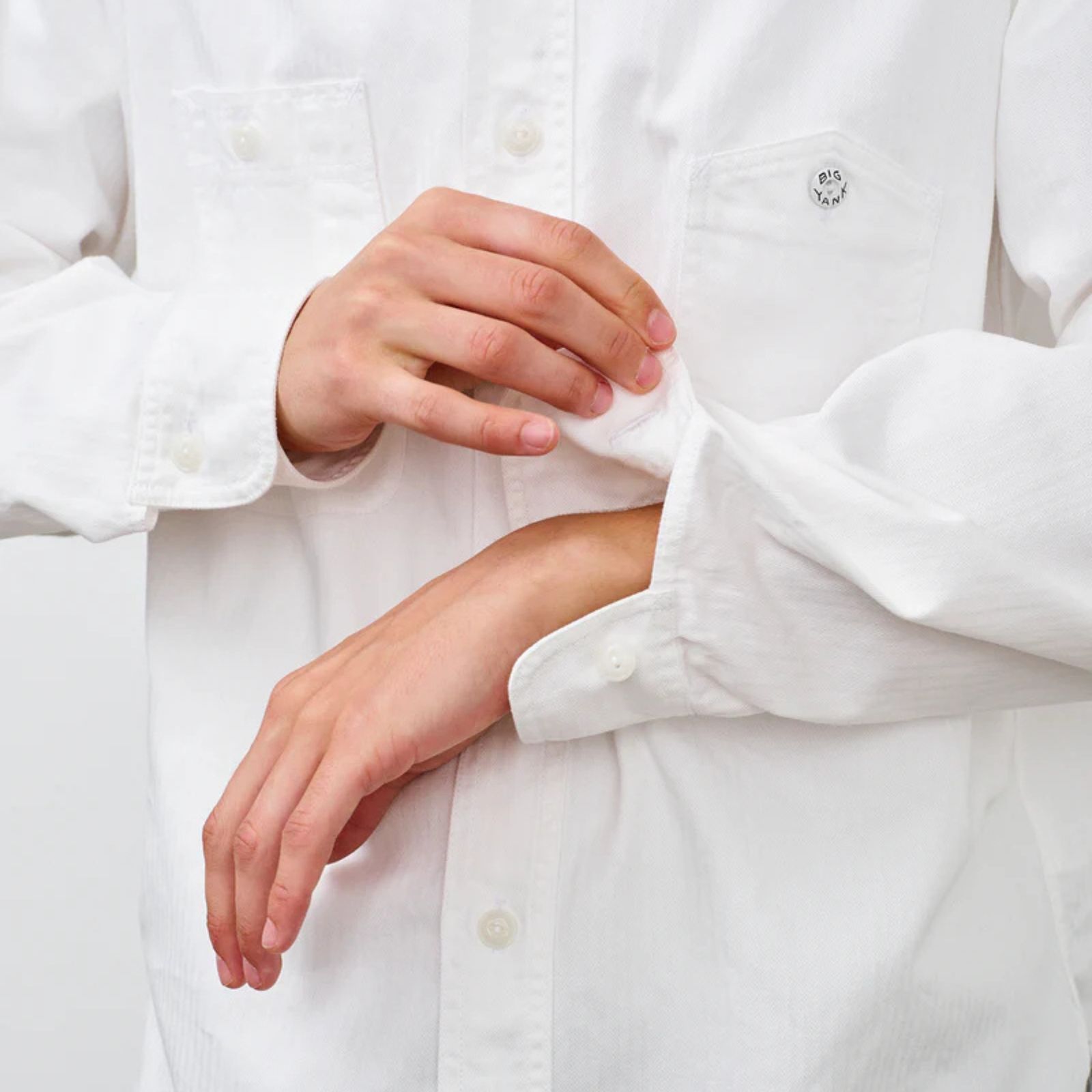 Y1943 L/W HBT SHIRT （WHITE） ヘリンボーンシャツ （ホワイト）