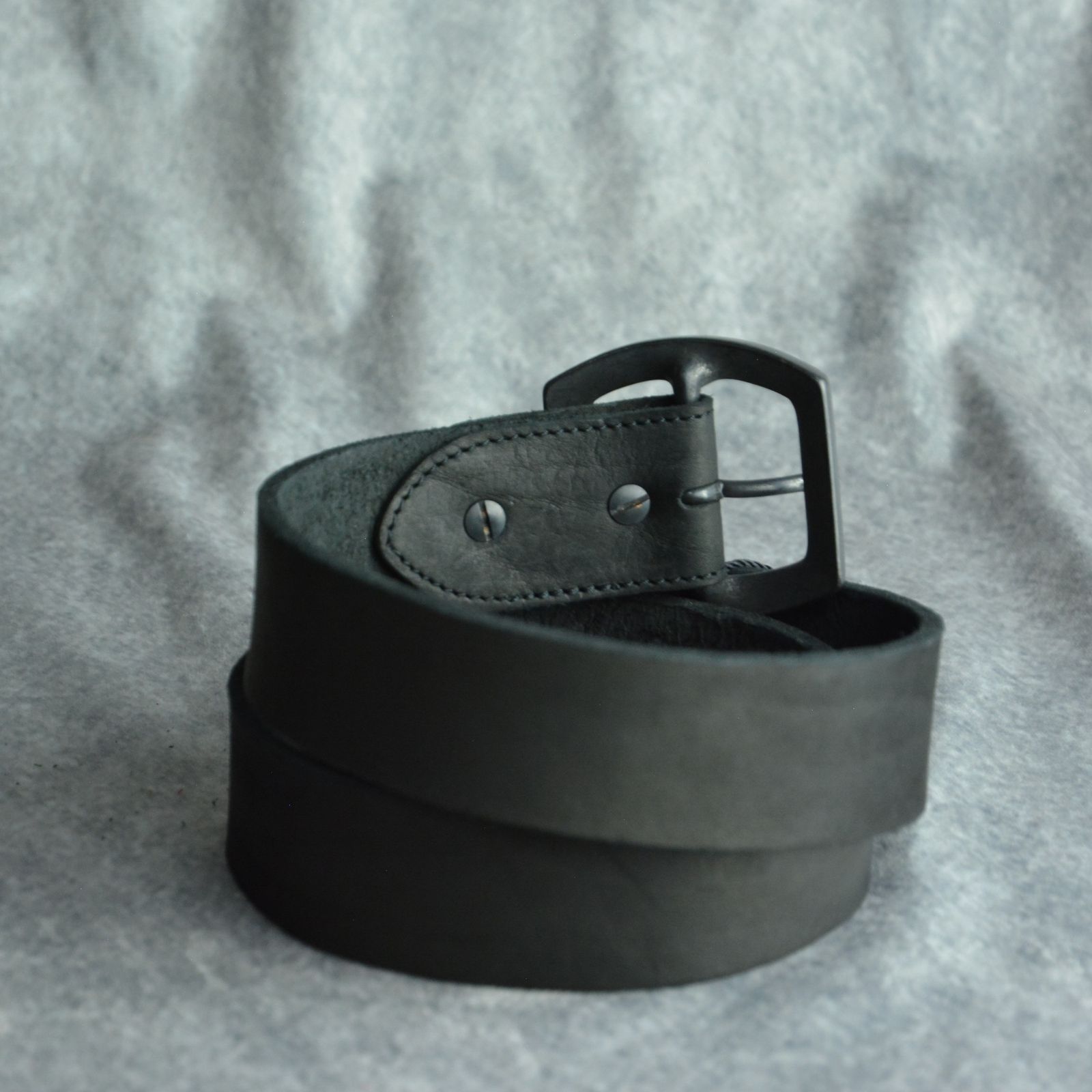 ダブルショルダーレザー 製品染めベルト （BLACK / ブラック）