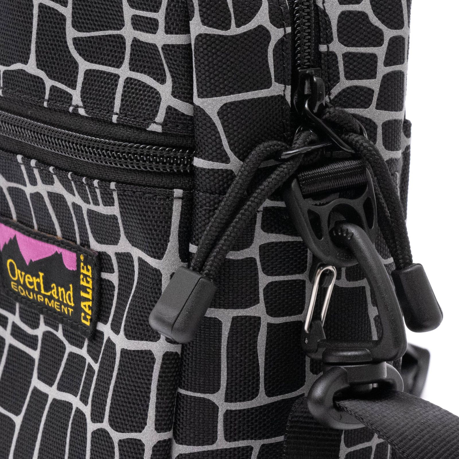 × OVERLAND REFLECTOR SPIDER WEB POUCH BAG (BLACK) / オーバーランド リフレクタープリント ポーチバッグ