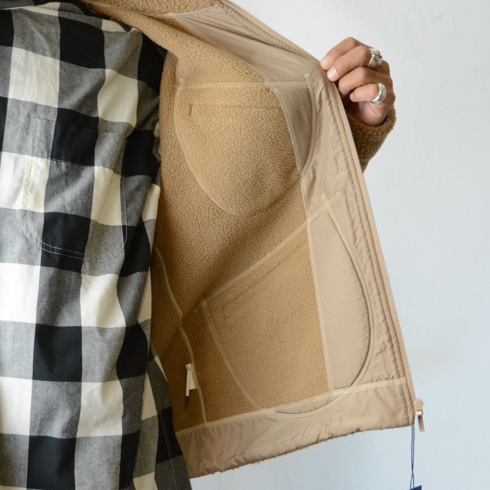 フリースショール ベージュ フリーサイズ Porter Classic - FLEECE ZIP UP JACKET （POLARTEC） (BEIGE