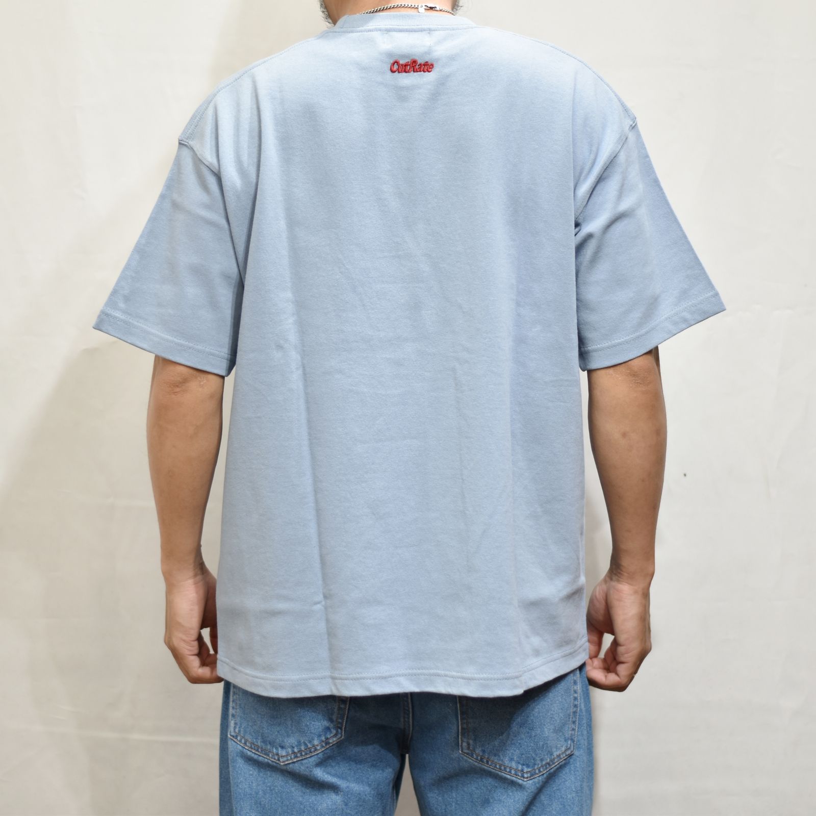 CUTRATE CLASSIC LOCAL LOGO HEAVY WEIGHT DROPSHOULDER S/S -T-SHIRT (ACID BLUE)