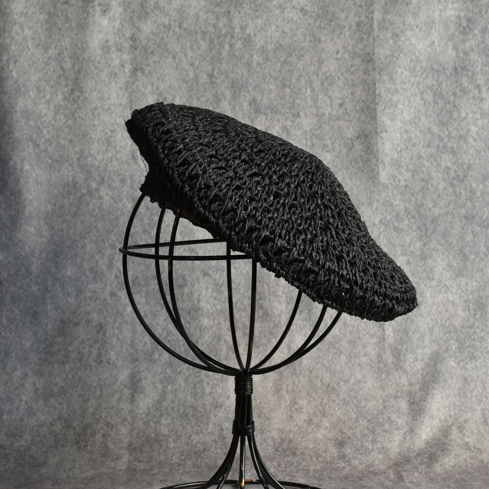 Paper Braid Beret "PARASELENE" (BLACK) / バスクベレー帽