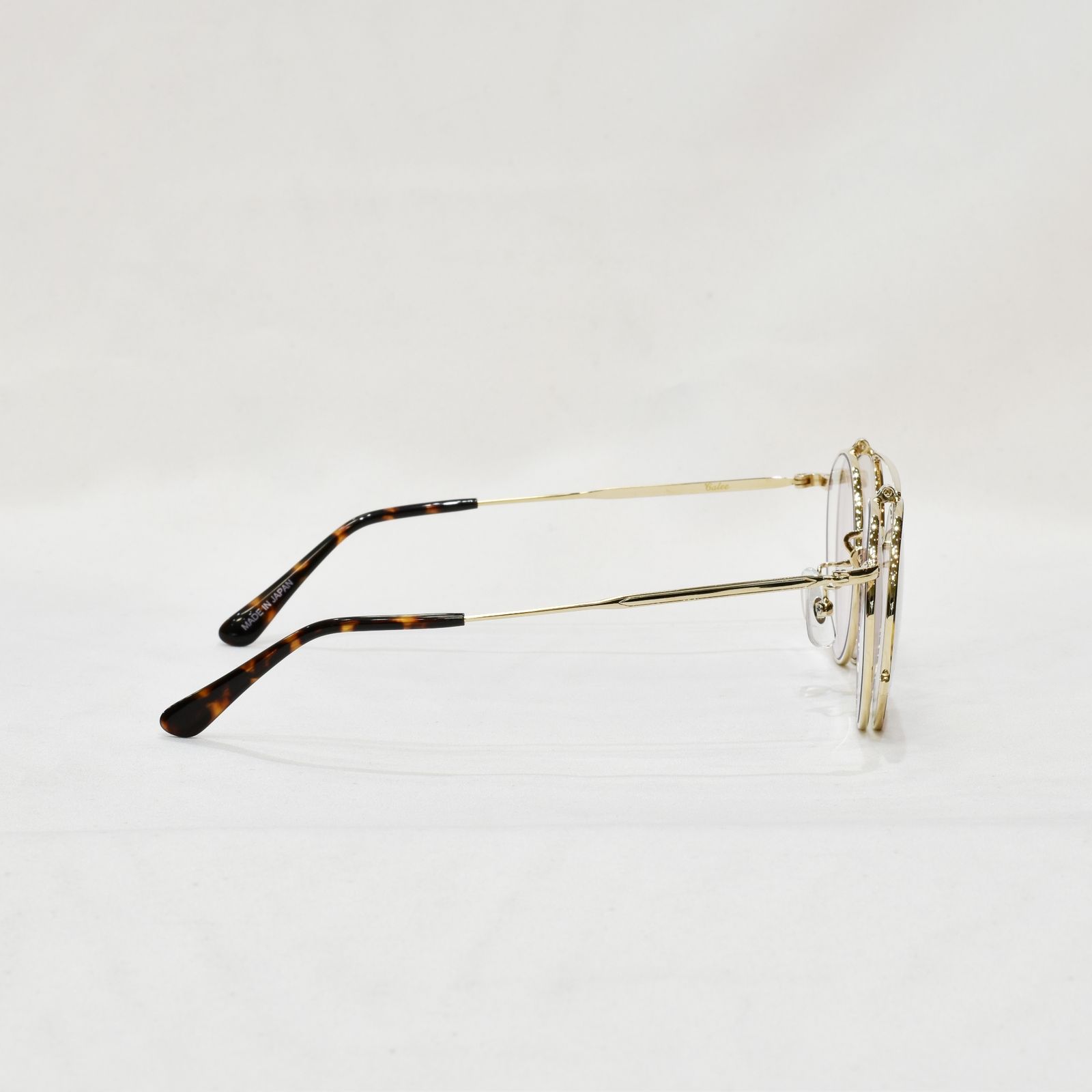 CALEE - FLIP UP TYPE CIRCLE METAL GLASSES (GOLD.BROWN