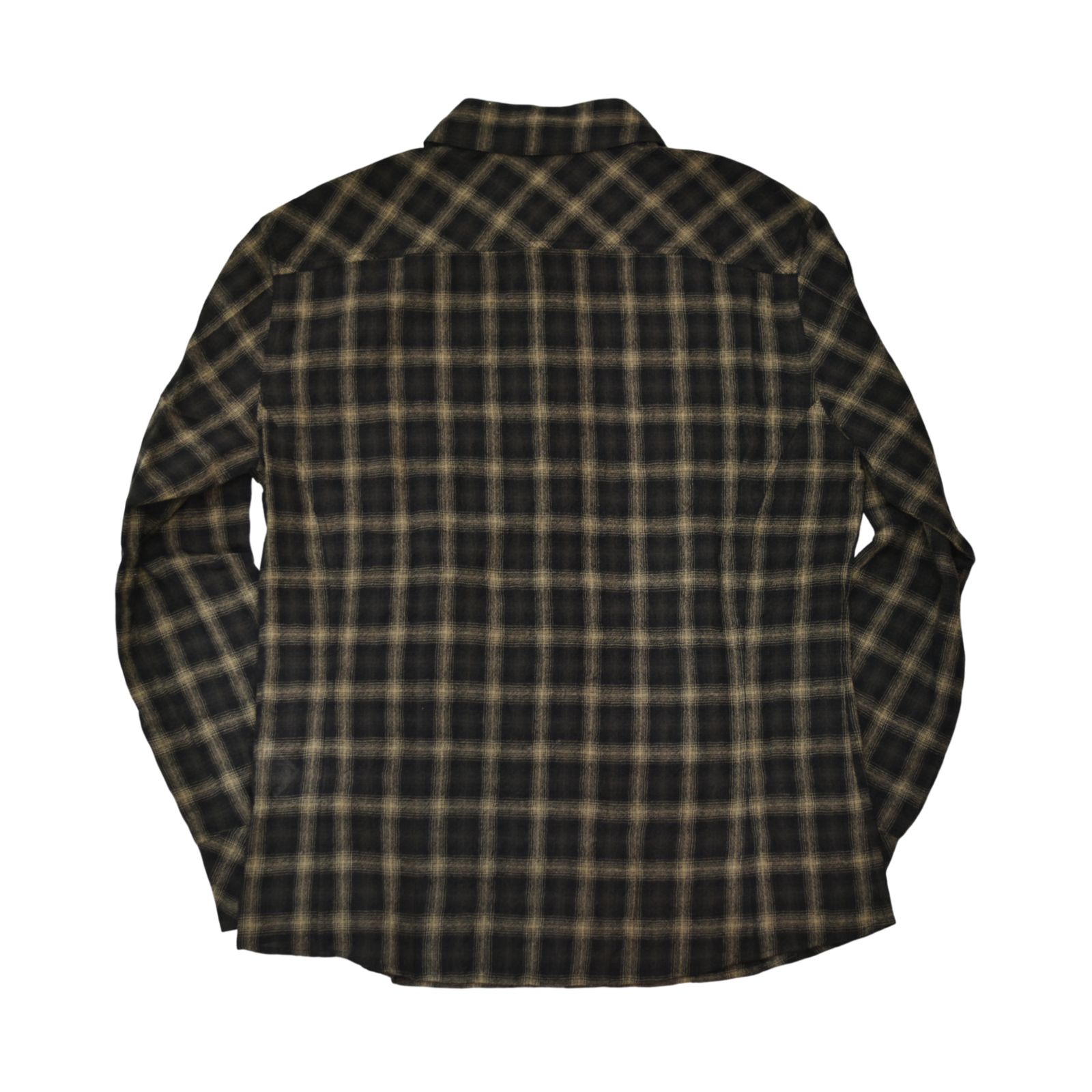 ウールガーゼ オンブレーチェック 縮絨シャツ （BLACK）｜2182-01