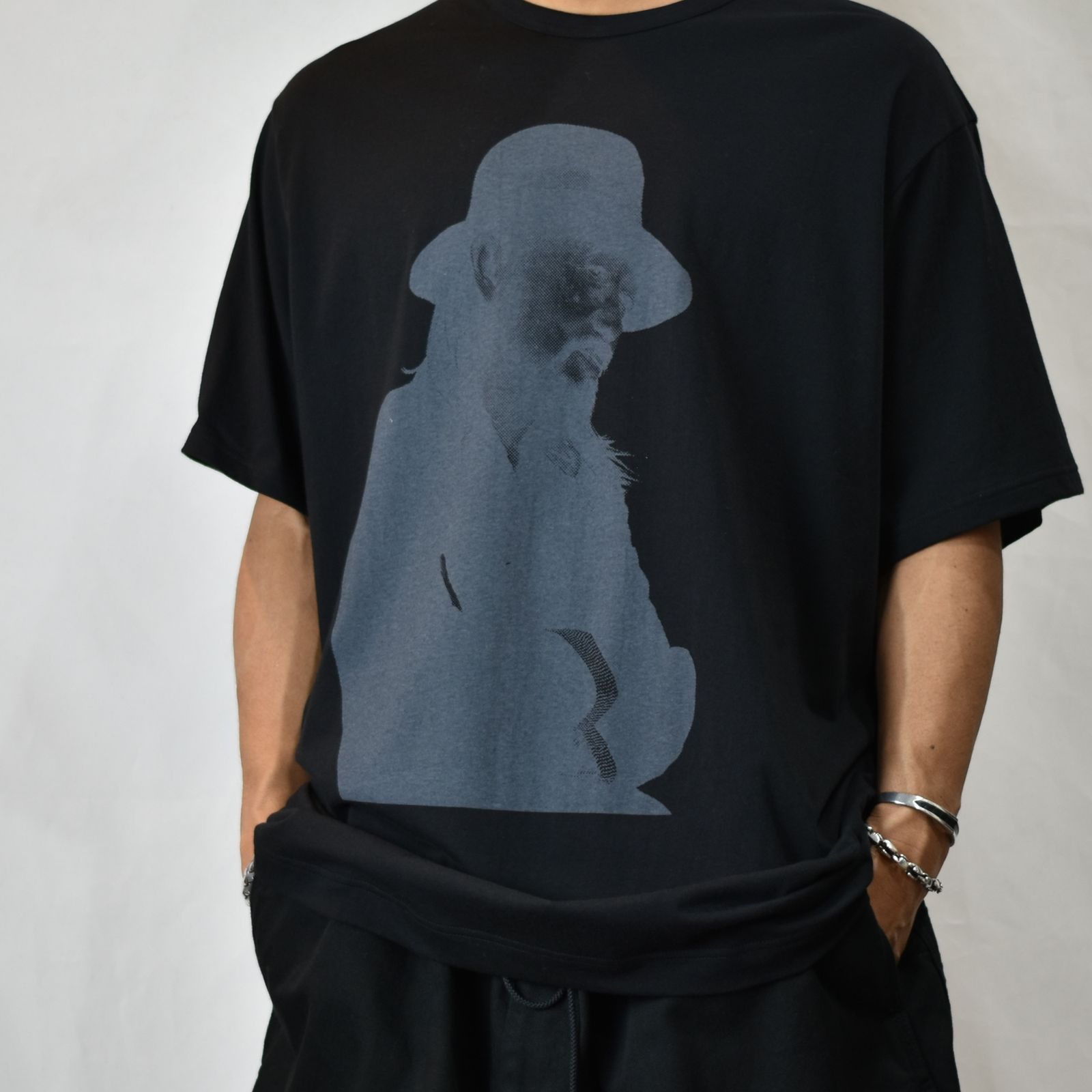 30/- COMBED SINGLE J PIGMENT PT SHORT SLEEVE (BLACK) / プリント Tシャツ （ブラック）