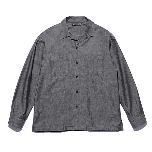 506 Chambray Open Collar L/S SH GRY