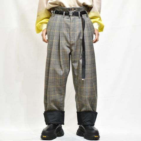 3タックハイウェストカフスワイドパンツ / LB22AW-PT03-VCK (YELLOW TATTERSALL)