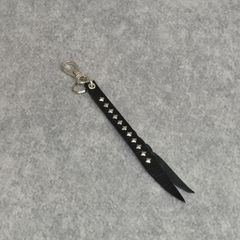 STUDS & KNITTING LEATHER SHORT KEY RING ＜TYPE B＞ (BLACK) / スタッズレザー 編み込みレザー ショートタイプ キーリング キーホルダー