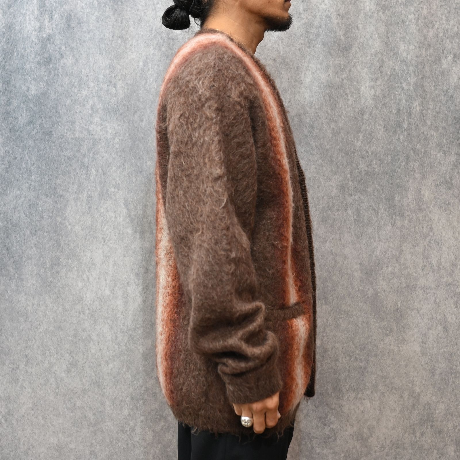 Fuzzy Stripe Mohair Knit Cardigan （BRT）｜ファジーストライプ モヘアニット カーディガン｜2509-6001