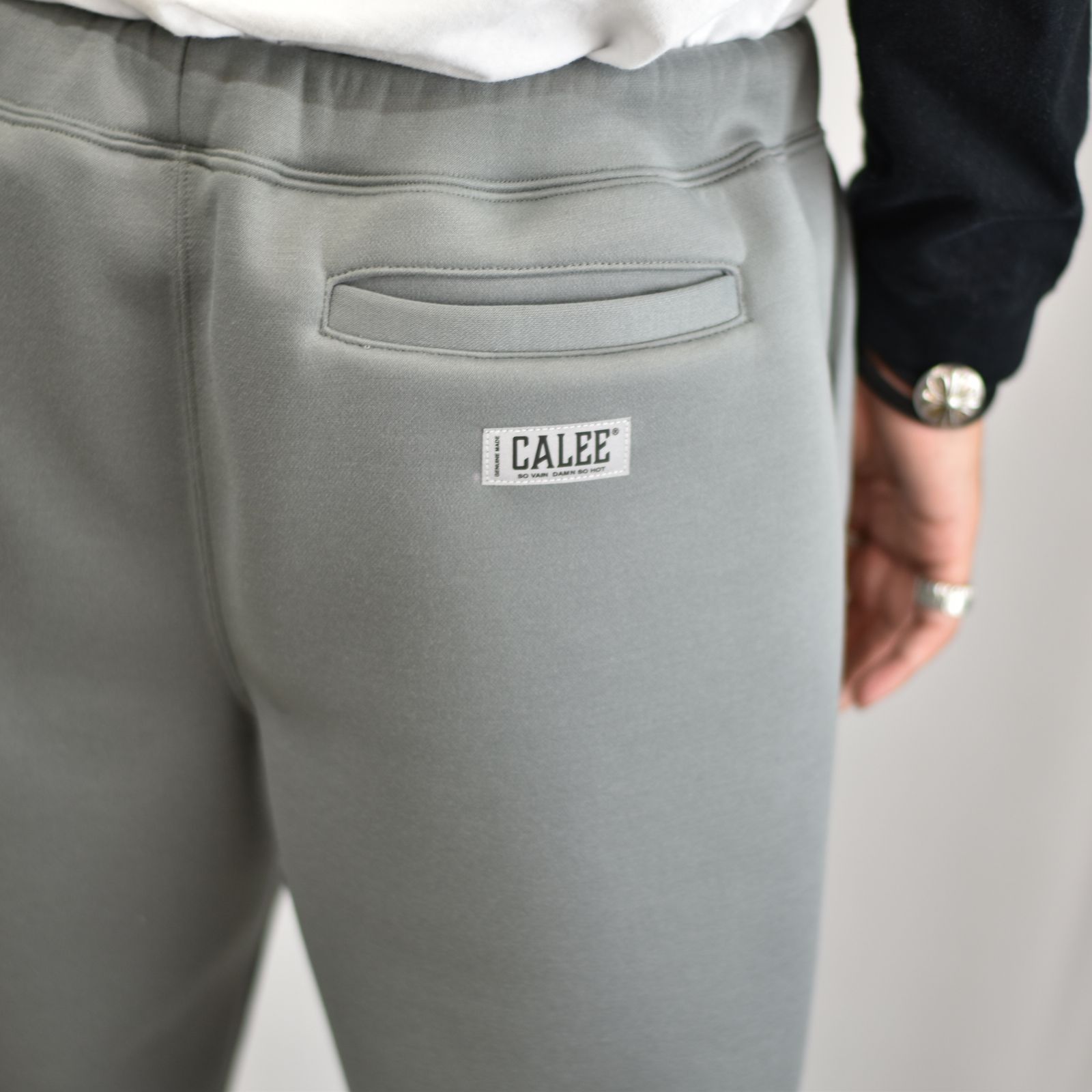CALEE - MULTI WAY DOUBLE KNIT RELAX PANTS (BLUE / GRAY 