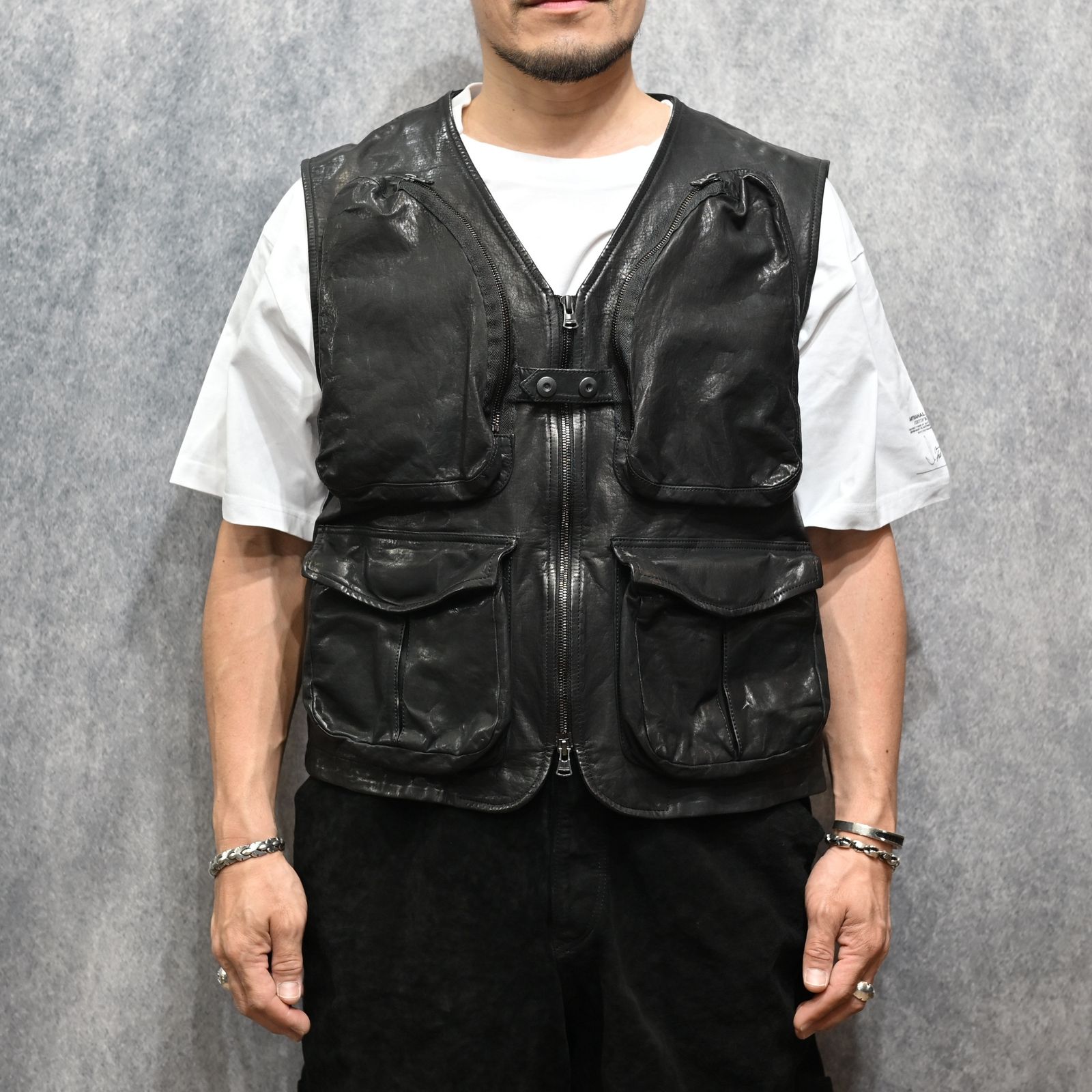 ジャパンステア ミモザレザー製品染め フィッシングベスト （BLACK / ブラック） 2192-02