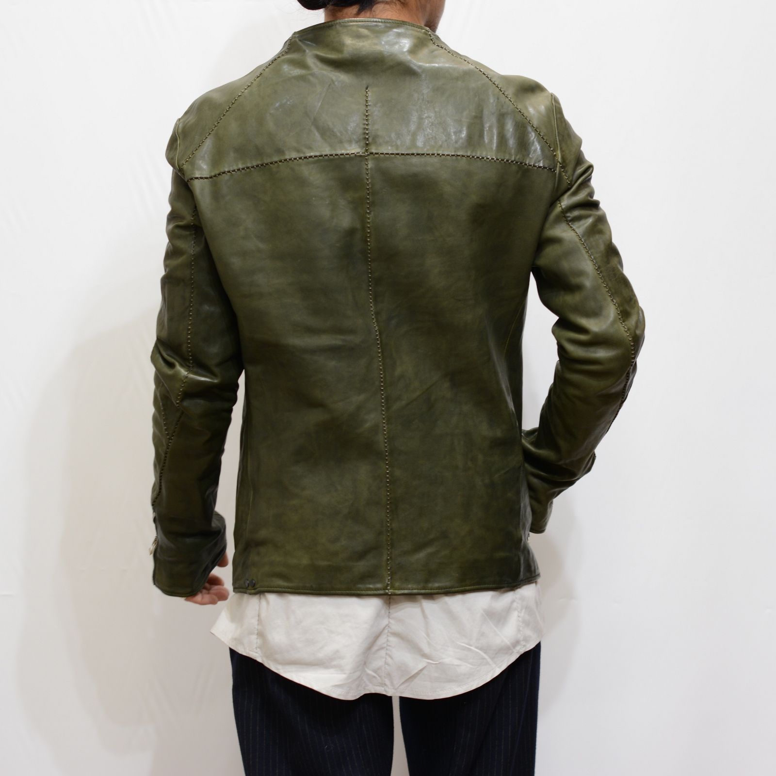 incarnation - HORSE LEATHER NO COLLAR ZIP/F MOTO SPIRAL ARM