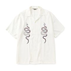 EMBROIDERY SNAKE S/S SH ＜MIHO MURAKAMI DESIGN＞ (WHITE)｜× 村上実帆 スネーク 刺繍 半袖シャツ｜CL-26SS001MM
