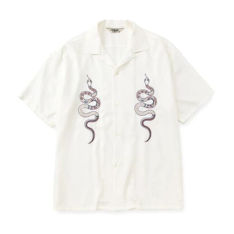 EMBROIDERY SNAKE S/S SH ＜MIHO MURAKAMI DESIGN＞ (WHITE)｜× 村上実帆 スネーク 刺繍 半袖シャツ｜CL-26SS001MM