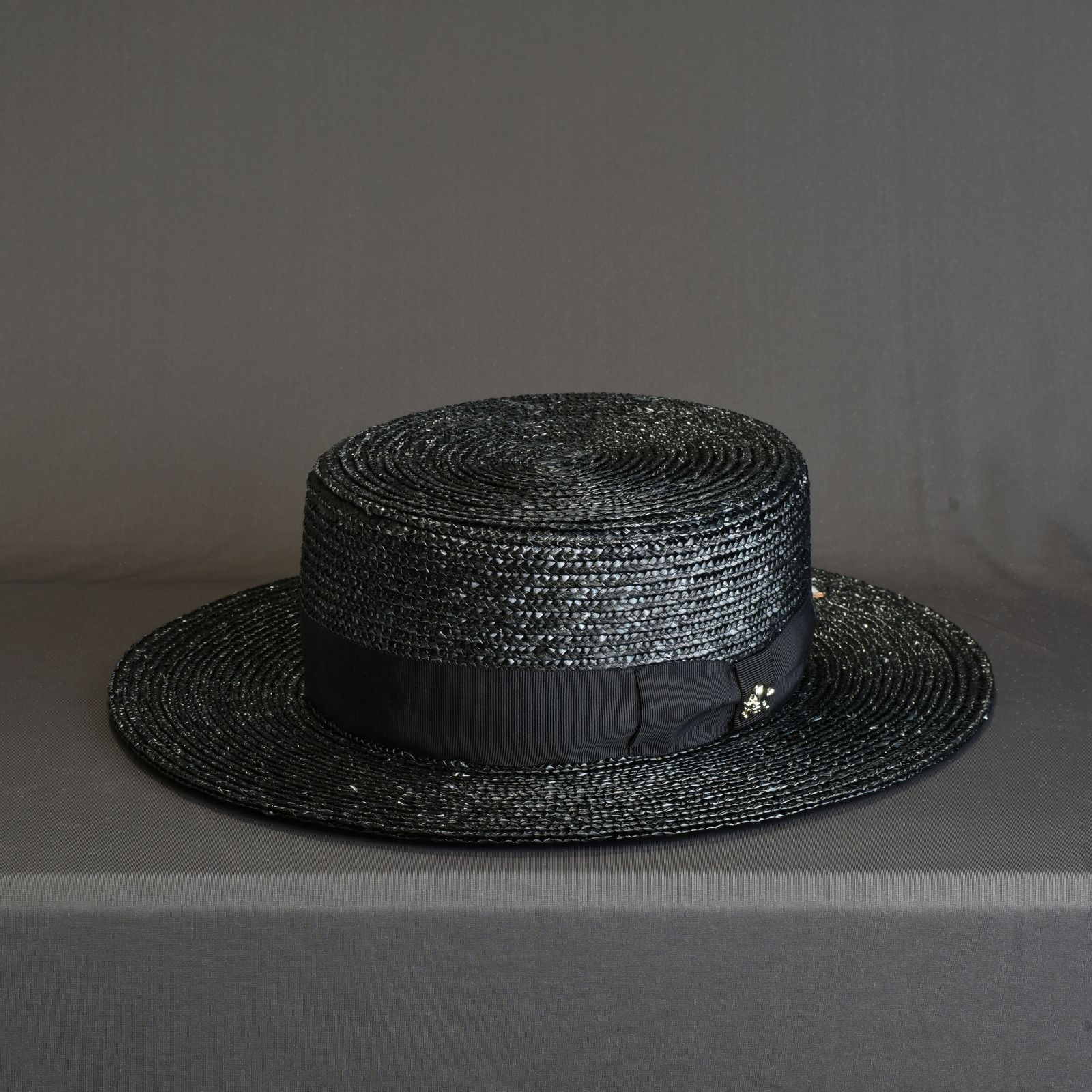 LONG BLIM SKULL STUDDED BOATER HAT (BK) / ロングブリム スカル スタッズ ボーターハット