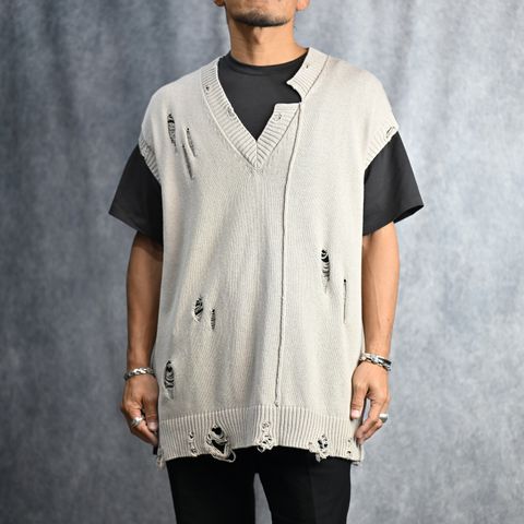 7G2P JERSEY V NECK VEST （BEIGE） ニットベスト / HP-K13-098 （ベージュ）