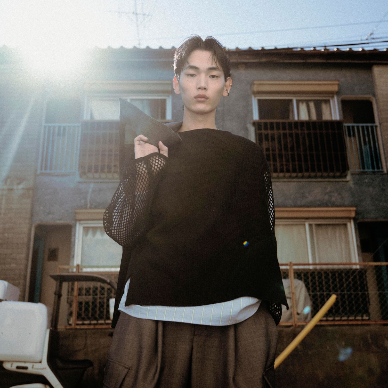 ボートネックニットソー / LB24AW-PO06-FSJ (BLACK×SAX STRIPE)