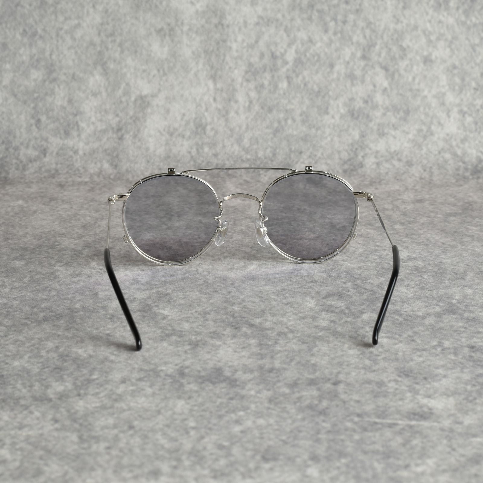 FLIP UP TYPE CIRCLE METAL GLASSES (SILVER/GRAY) / フリップアップタイプ サークルメタル サングラス