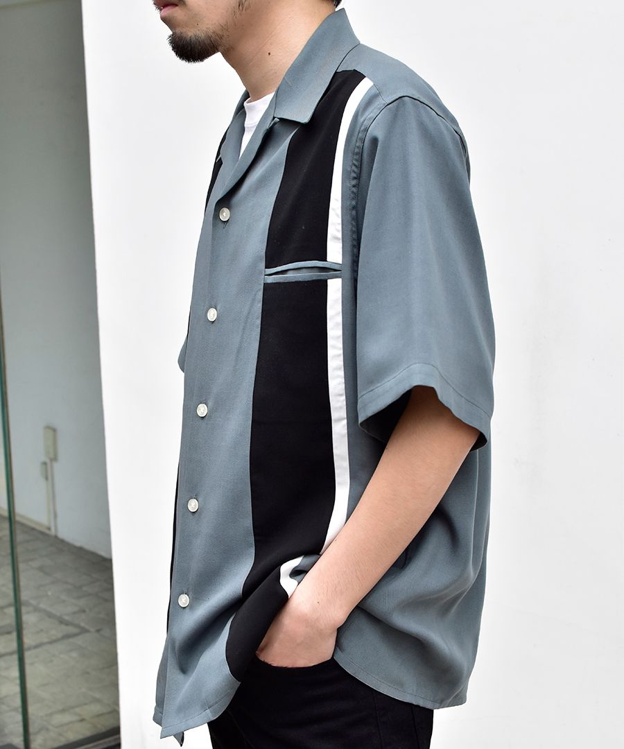 WACKO MARIA ワコマリア 23SS×MINEDENIM 50s Shirt 2トーン切替オープンカラー半袖シャツ グレー マインデニム 23MND-WM001