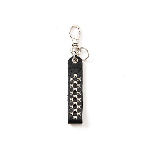 Studs & Embossing assort leather key ring -Type E- (Black) / スタッズレザー キーリング
