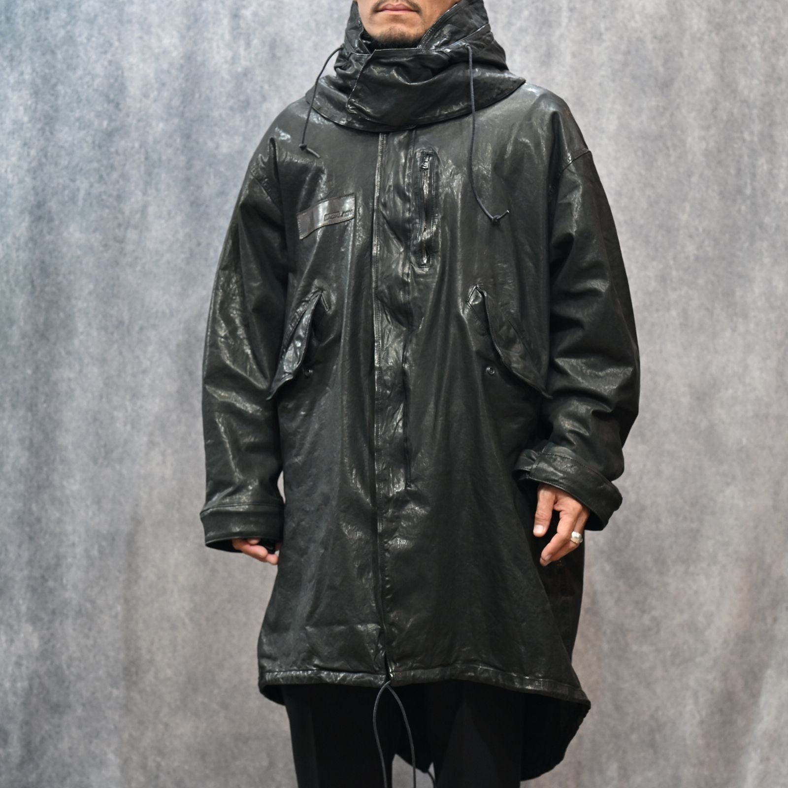 JAPANステア ミモザ鞣し製品染め モッズコート （BLACK）｜2176-01