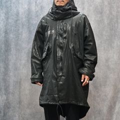 JAPANステア ミモザ鞣し製品染め モッズコート （BLACK）｜2176-01