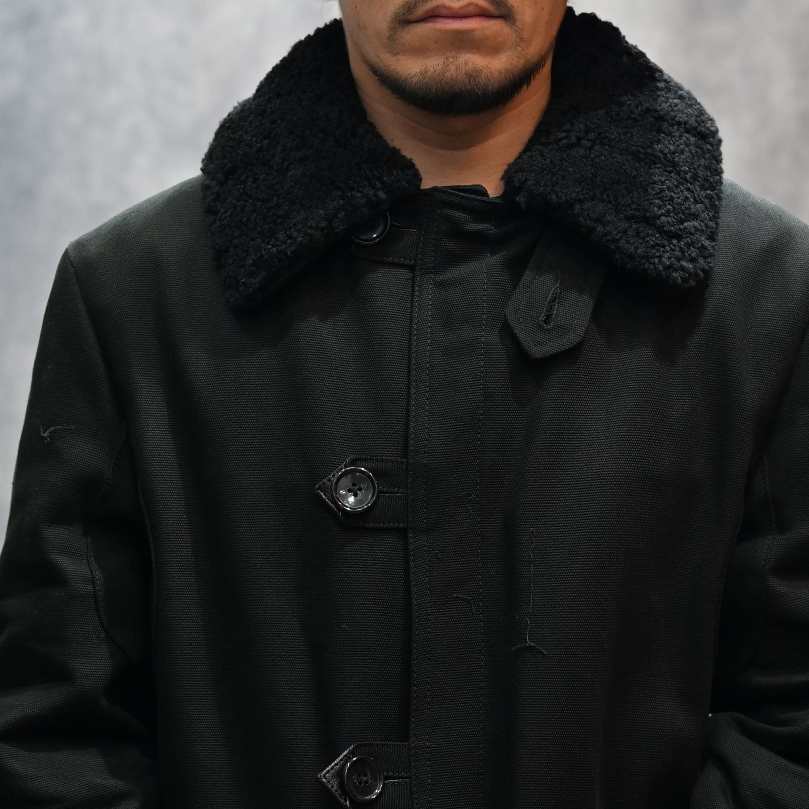Mouton Collar Duck Military Haif CT （BLK）｜ムートンカラー ミリタリーハーフコート｜2511-9004