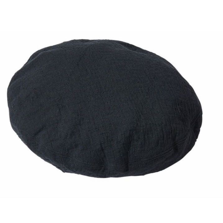 SASHIKO STRECH BERET (BLACK) - 刺し子 ストレッチ ベレー帽