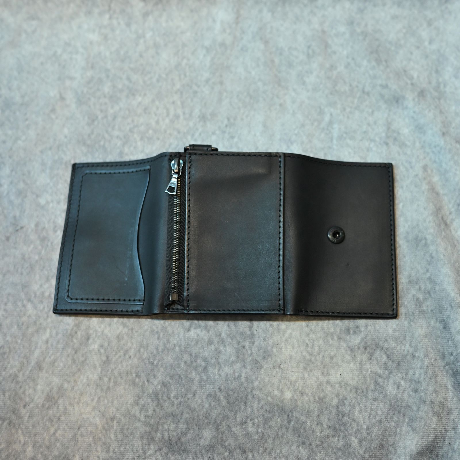 GUIDI カーフ 三つ折りウォレット （BLACK）｜345-38