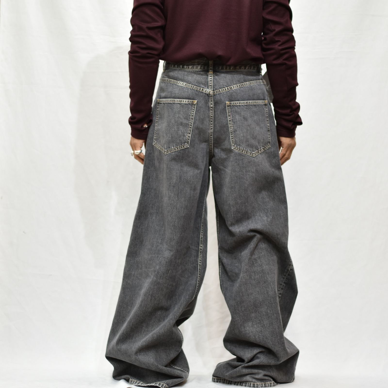 JOHNLAWRENCESULLIVAN - WASHED DENIM SUPER WIDE PANTS ” | chord