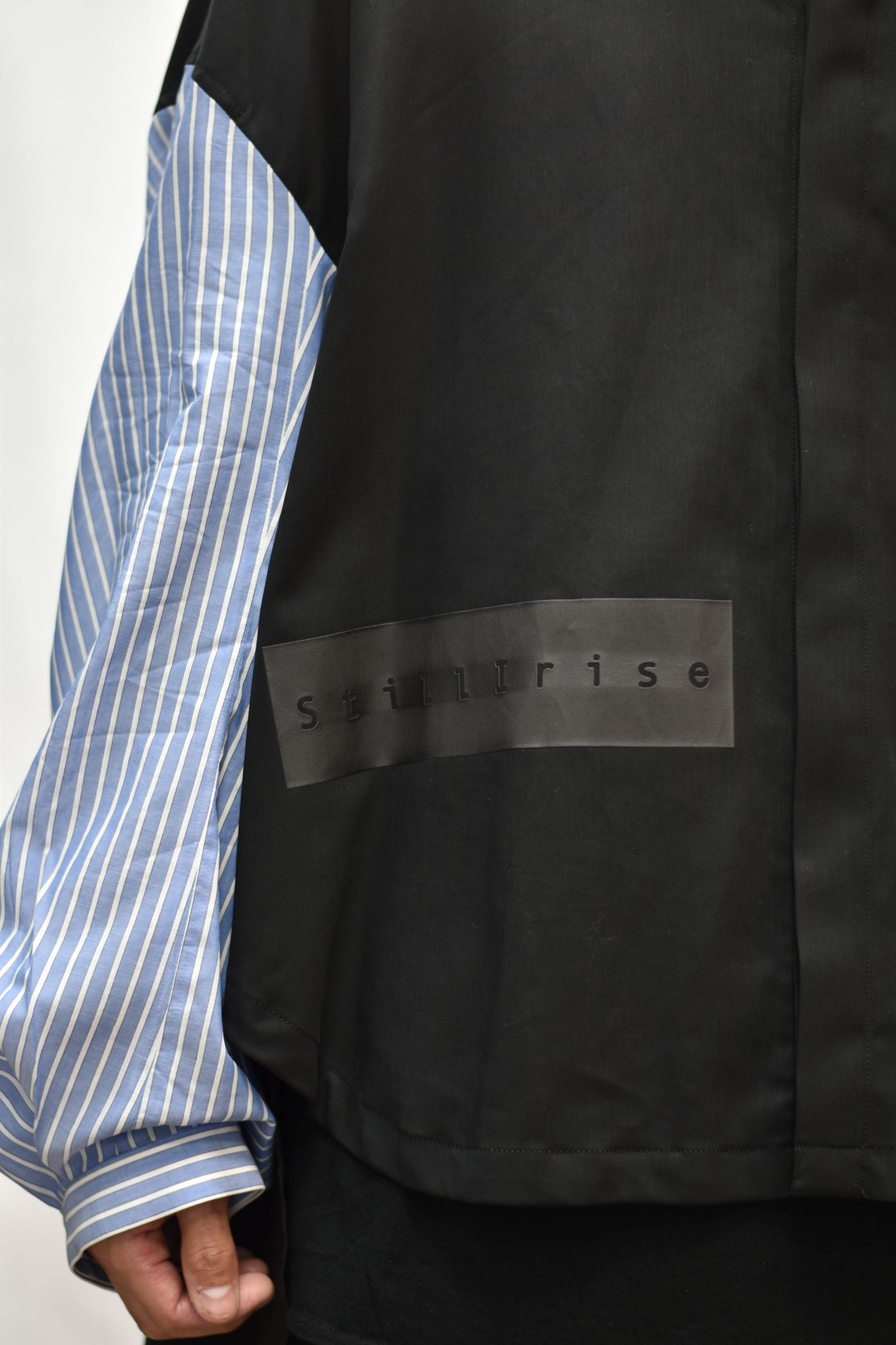 スタンドカラー ルーズシャツ / LB21SS-SH02-ST (BLACK×SAX STRIPE)