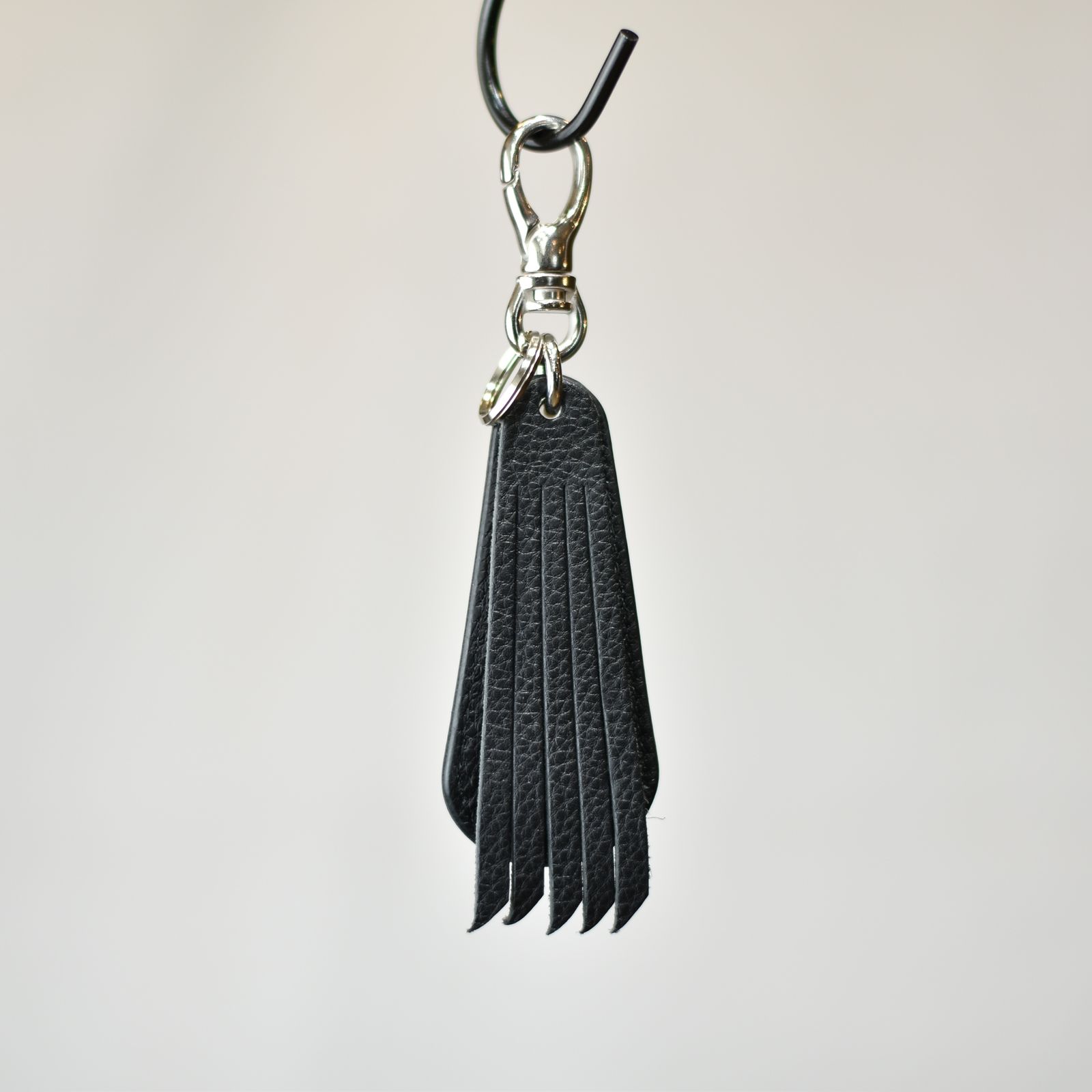 CALEE - Studs & Embossing assort leather key ring -Type D- (Black 