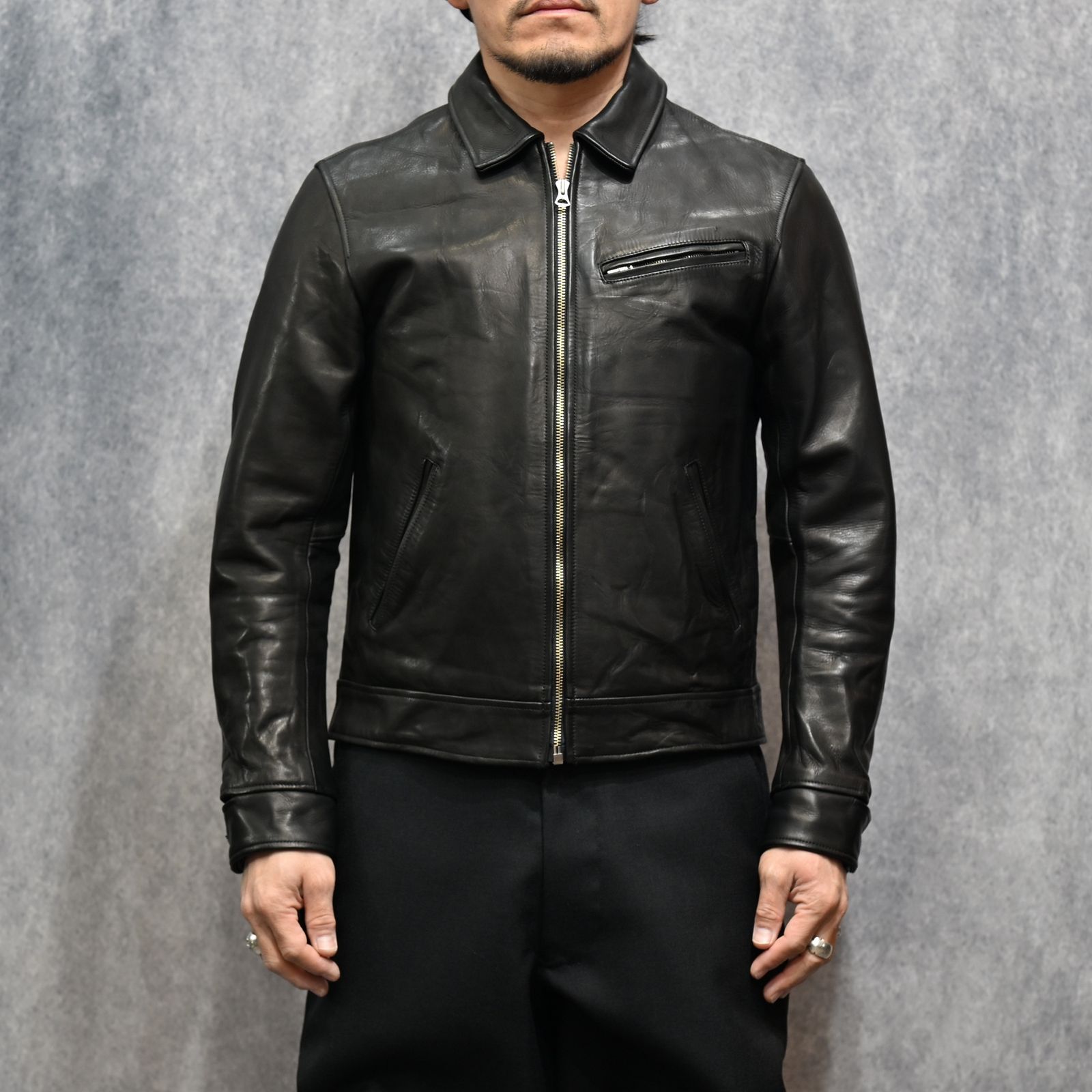 Leather Zipup JKT （BLK）｜レザージャケット｜2602-8001