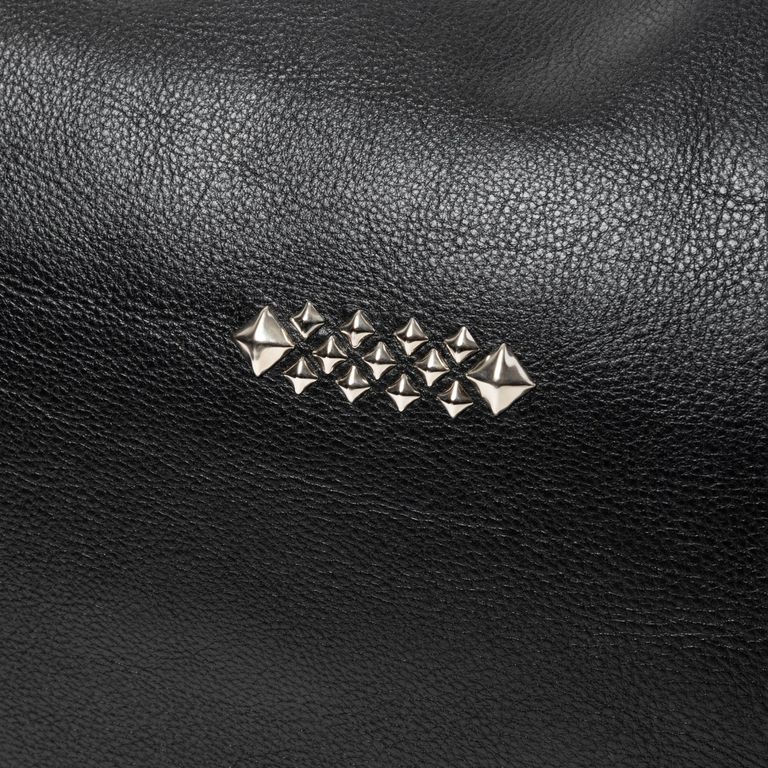 CALEE - STUDS LEATHER SHOULDER BAG <LARGE> (BLACK CALEE - STUDS LEATHER SHOULDER BAG <LARGE> (BLACK