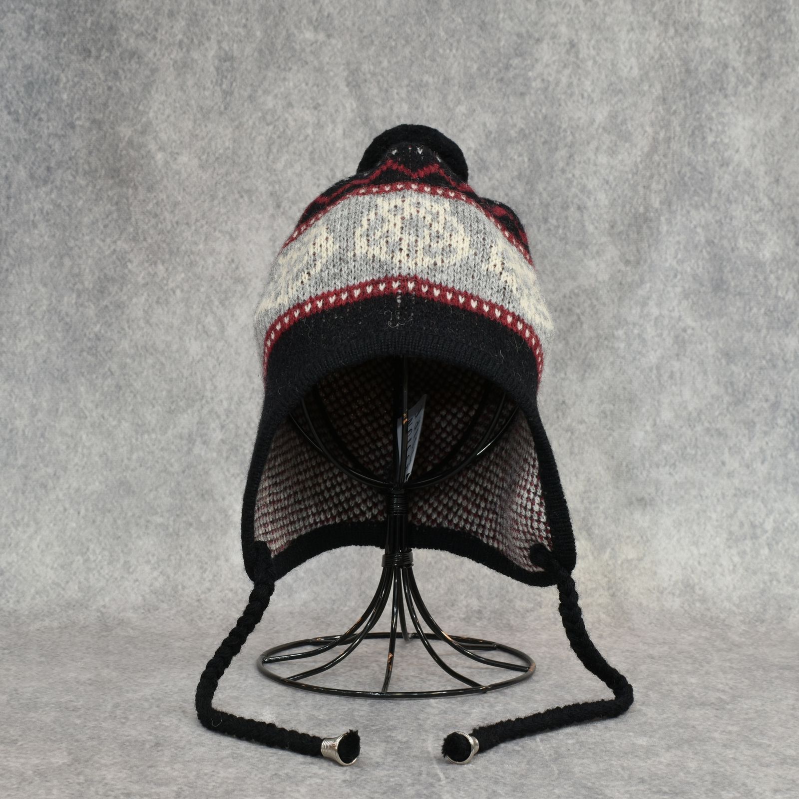 WOOL KNIT FLAP POMPOM BEANIE (BK)｜ポンポンニット帽｜PD25AAC09