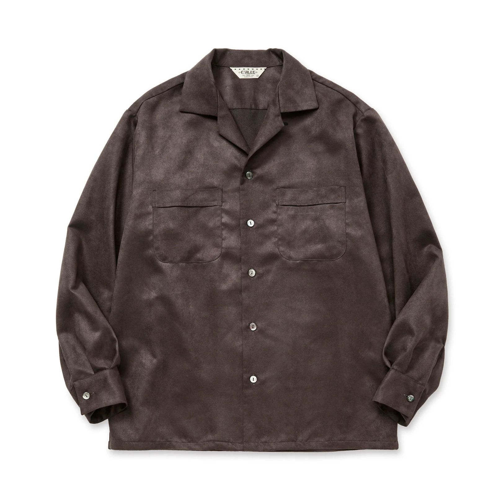 FAUX SUEDE SH (CHARCOAL)｜フェイクスエード オープンカラー 長袖シャツ｜CL-25AW007