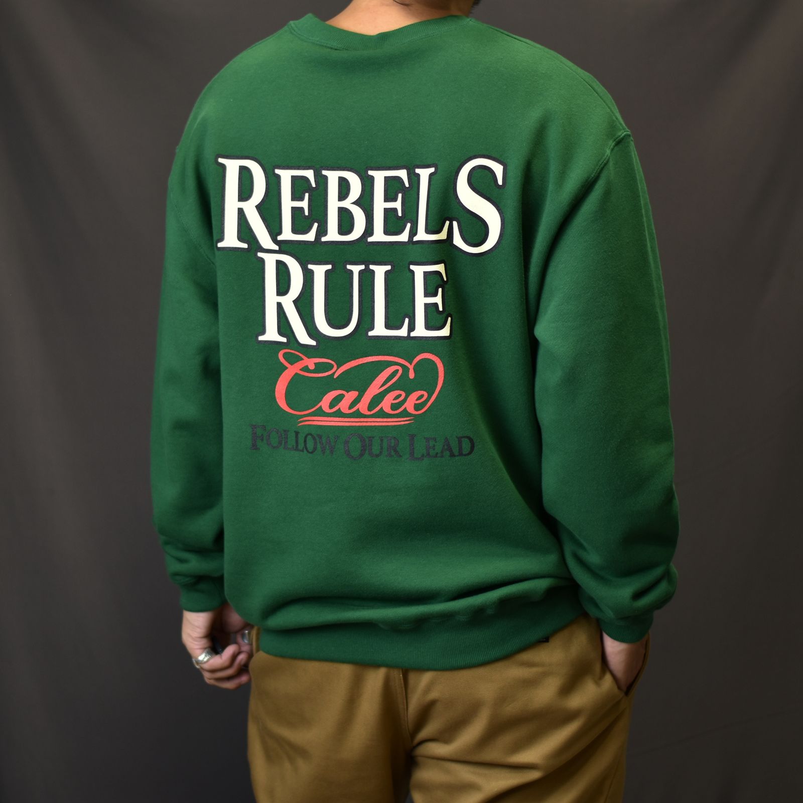 "REBELS RULE" CREW NECK SW (GREEN) / クルーネック スウェット トレーナー