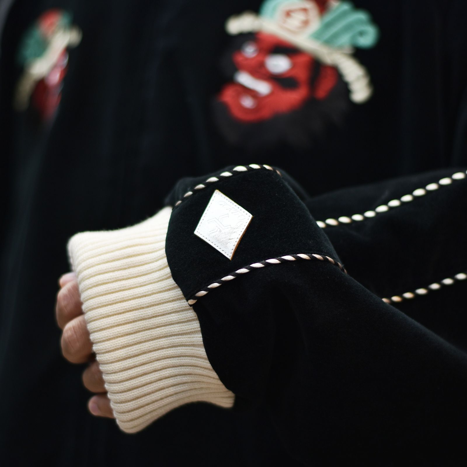 VELVETEEN YAMA KING EMBROIDERED SOUVENIR JKT (BLACK)｜閻魔大王 スーベニアジャケット・スカジャン 別珍｜PD25AJ07