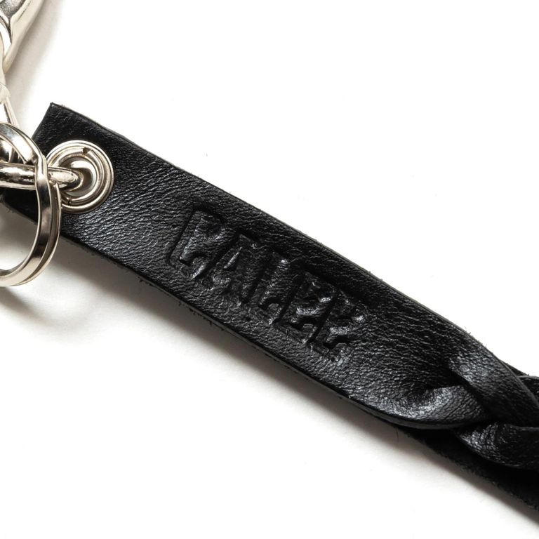 CALEE - STUDS & KNITTING LEATHER LONG KEY RING (BLACK CALEE - STUDS & KNITTING LEATHER LONG KEY RING (BLACK