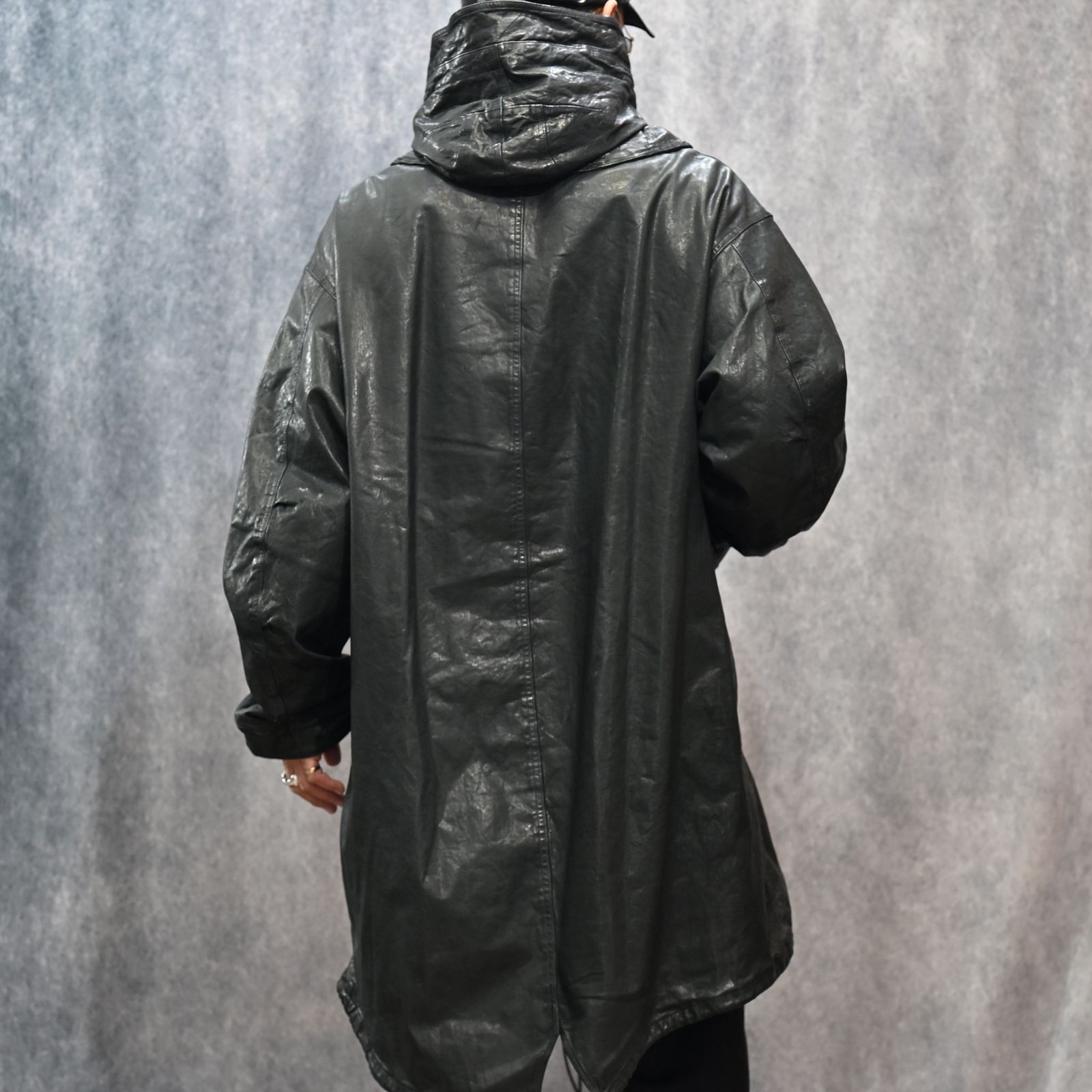 JAPANステア ミモザ鞣し製品染め モッズコート （BLACK）｜2176-01