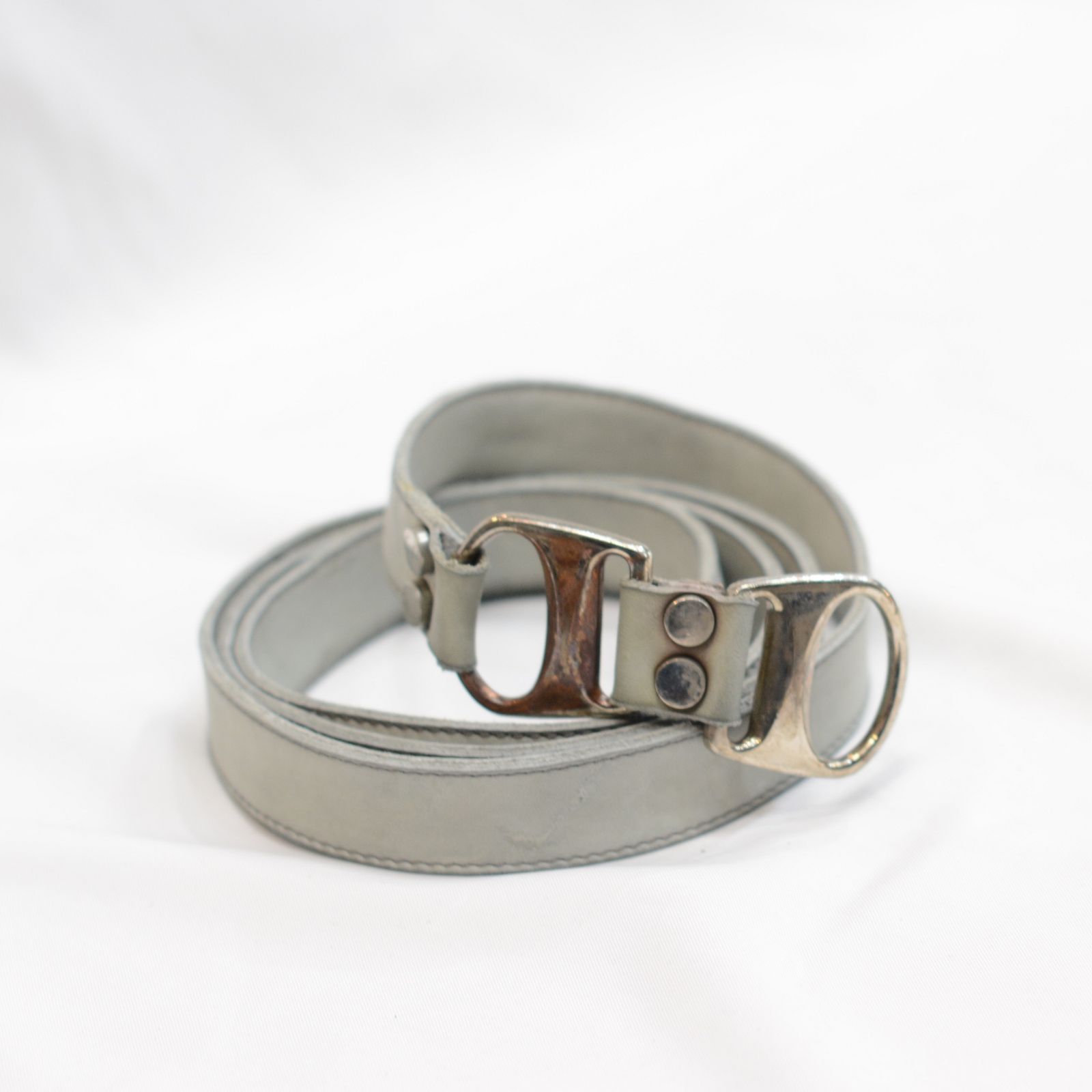 HORSE WHITE LEATHER BELT D-RING
