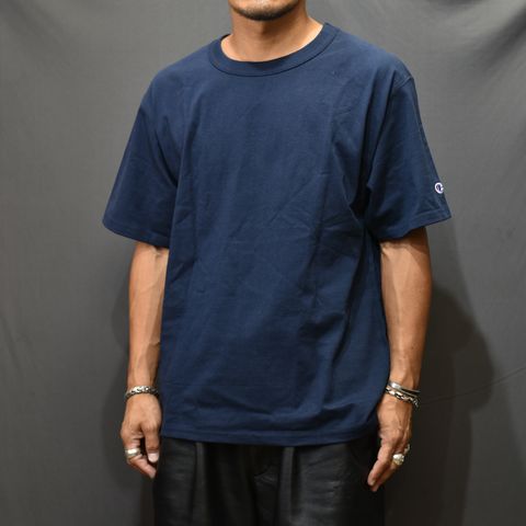 CHAMPION 7OZ ”chord” EMBROIDERY SHORT SLEEVE TEE (NAVY) / チャンピオン ロゴ刺繍 半袖Tシャツ