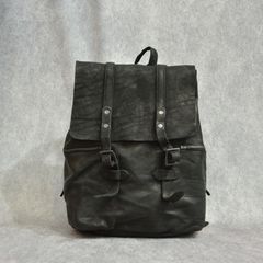 ジャパン ダブルショルダー フルタンニン製品染め ミリタリーバッグ （BLACK） 92-33