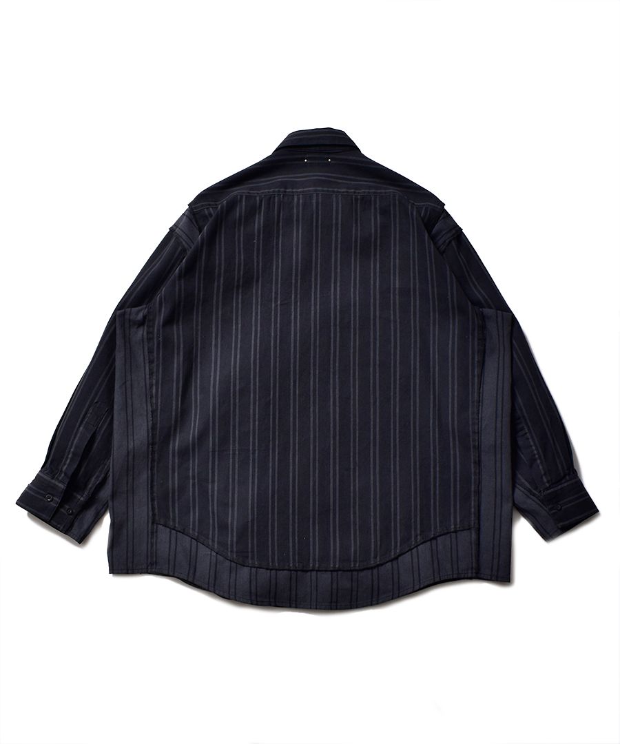N.HOOLYWOO × MINEDENIM BD.Discharge Stripe NHW SH （BLACK） 長袖シャツ ストライプシャツ 再構築シャツ